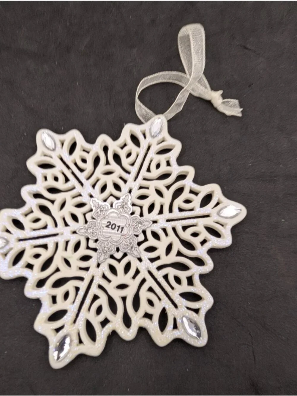 Hallmark Keepsake Ornament 2011 Snowflake Bisque Porcelain Rhinestones
